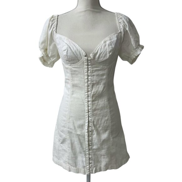 Urban Outfitters White Britney Cottage‎ Regency Corset Milkmaid Mini Dress M - Picture 8 of 13